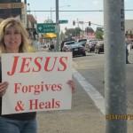 Jesus Forgives and Heals sign at Life Chain