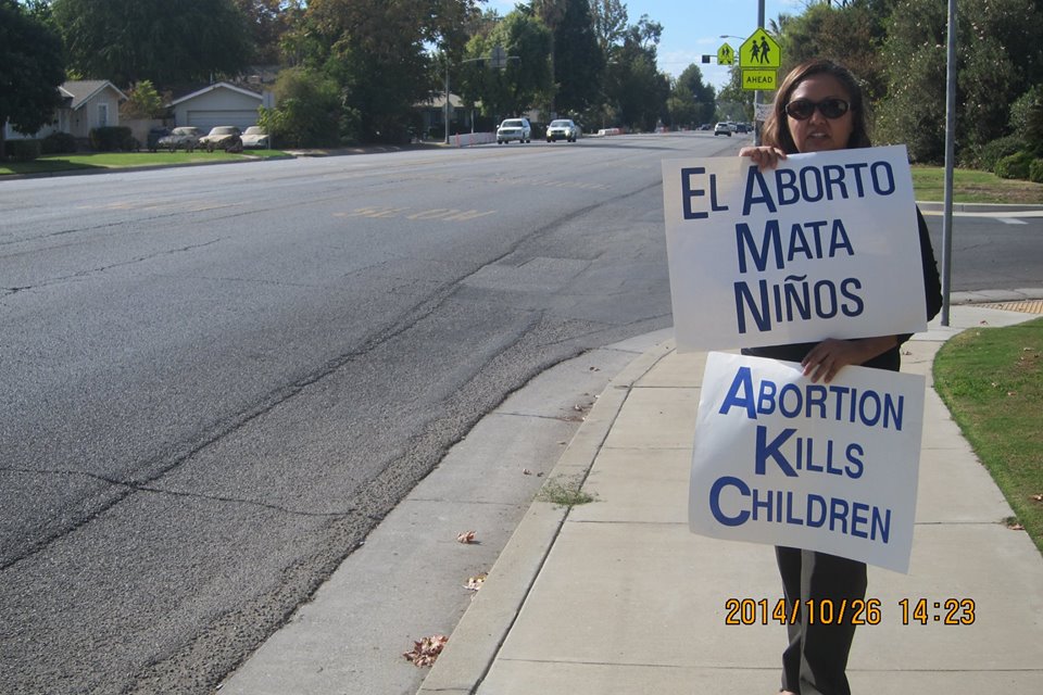 Aborto Mata Ninos sign at Life Chain